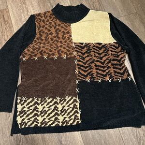Parisian Works Black and Tan Knit Sweater